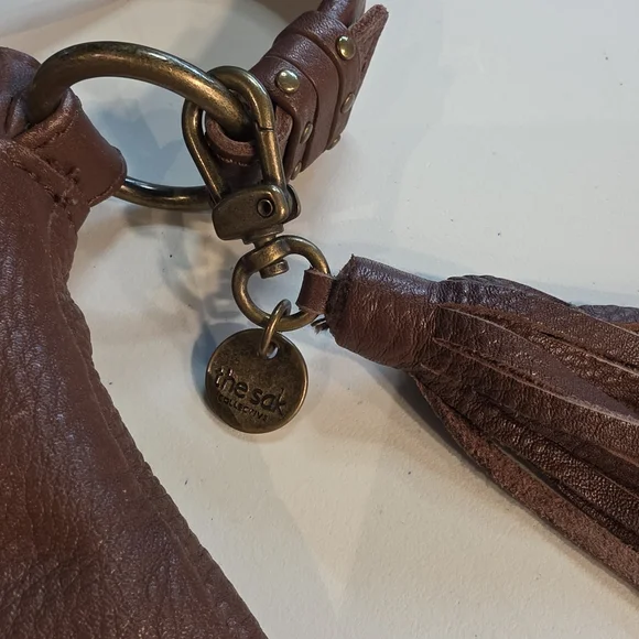 The Sak Collective Brown Leather Hobo Bucket Bag Purse - Picture 7 of 11